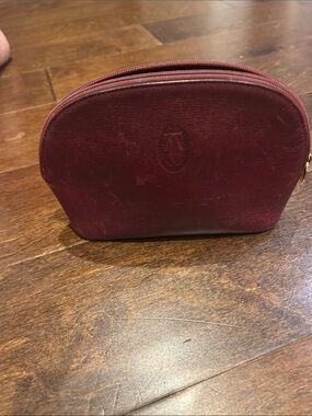 Cartier Small Burgundy Leather Cosmetic Case